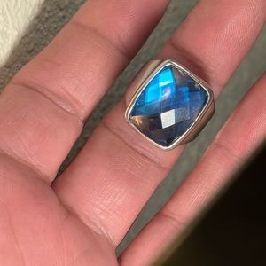 Starborn Sterling Silver ‘Cosmic Blue Topaz’ Statement Ring, Size 6